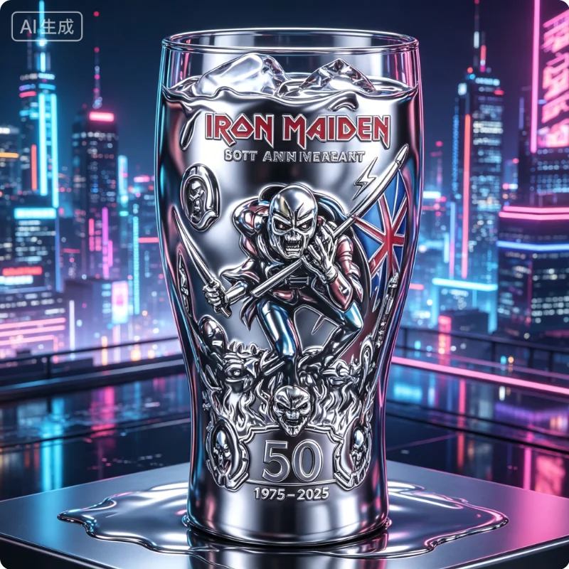 Iron Maiden Trooper Eddie Vintage Beer Mug 1975-2025 Anniversary Collectible Drinkware for Fans Printed Barware