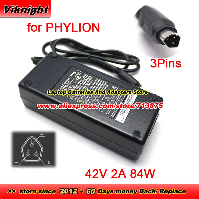 

​Genuine DZLM3620--M2 Class 2 Battery Charger for PHYLION 42V 2A 84W Power Supply With 5 Sides And 3 Pins