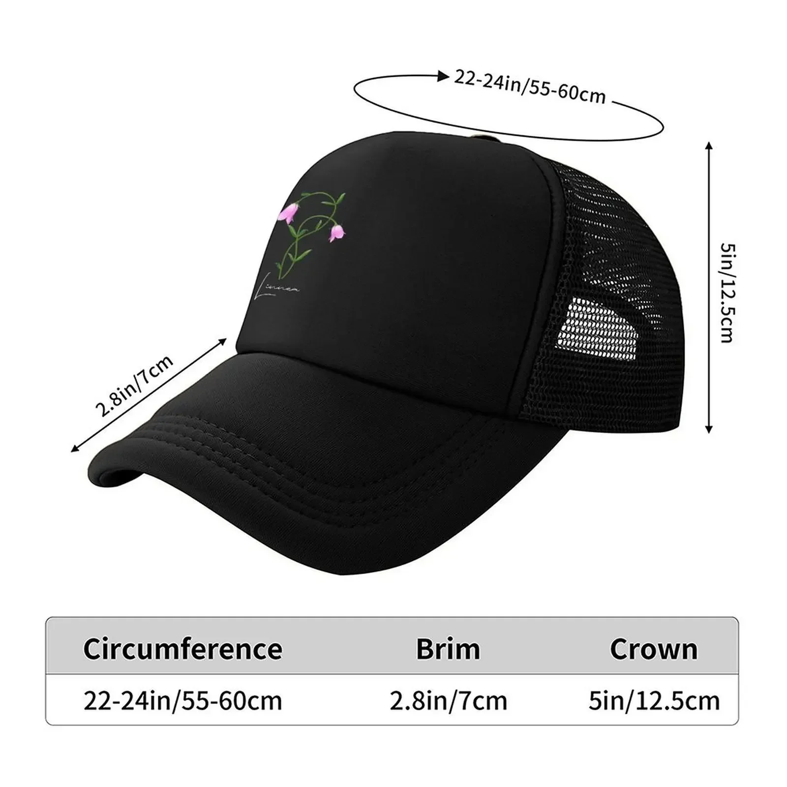 New Nordic Wildflower Linnea Twinflower Pretty Pink Flowers floral Baseball Cap Winter hat summer hat Mens Hats Women's