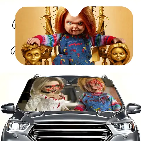 영화 C-Chucky 및 Tiffany 앞 유리 차양 자동차 창 앞 유리 커버 Sun Shade Sun Visor 자동차 커버 자동차 태양 보호