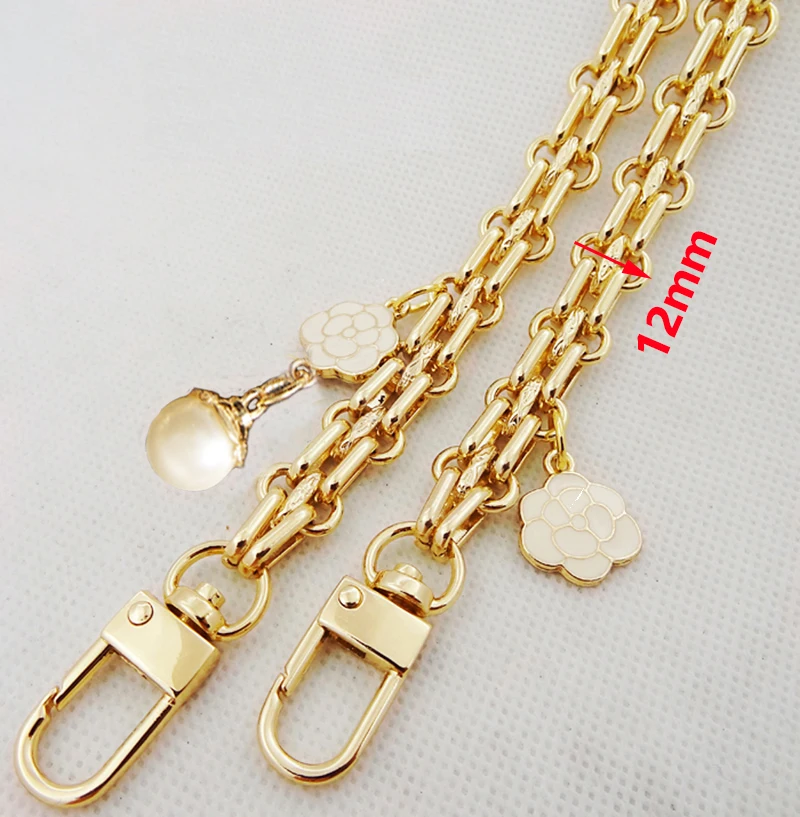 Fashion 12mm Replacement Gold Metal Handbag Purse Chain Replacement DIY 30cm-160cm Shoulder Crossbody Bag Strap Handle for O Bag