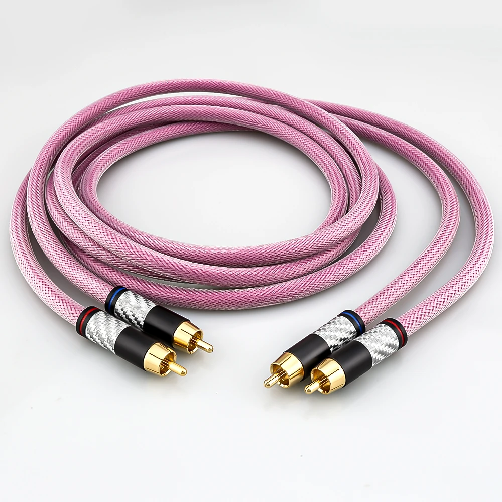 

Pair HiFi Carbon Fiber Gold Plated 2RCA Cable 6N OFC Audio cable Double RCA Signal Line Rca Cable for XLO HTP1