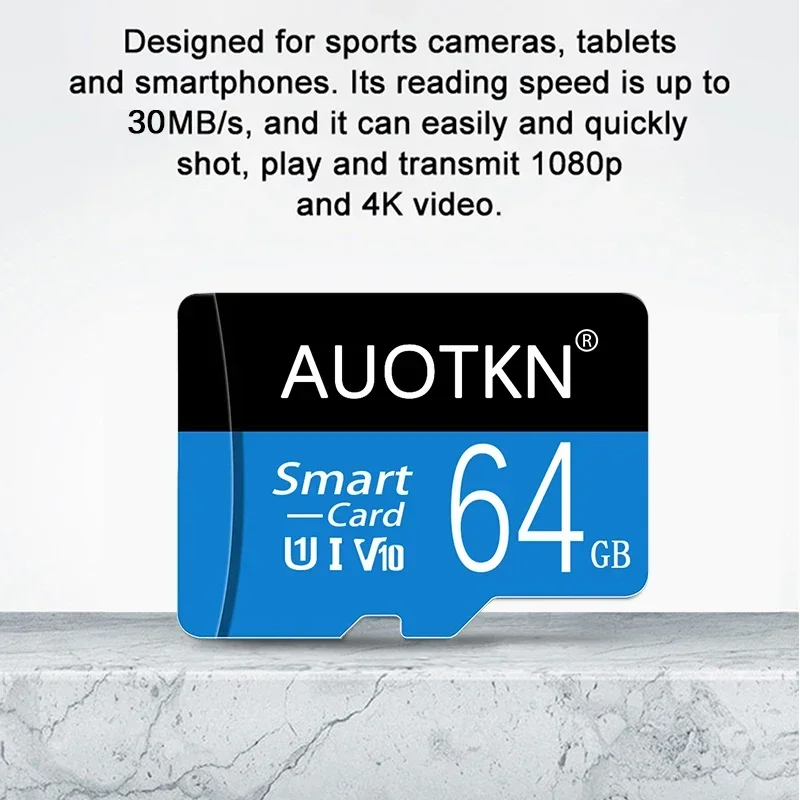 AUOTKN Mini SD Card 128GB 256GB Class 10 Original Memory Card 64GB 32GB 16GB 8GB Flash SD Micro Card 512GB do laptopów/kamerów