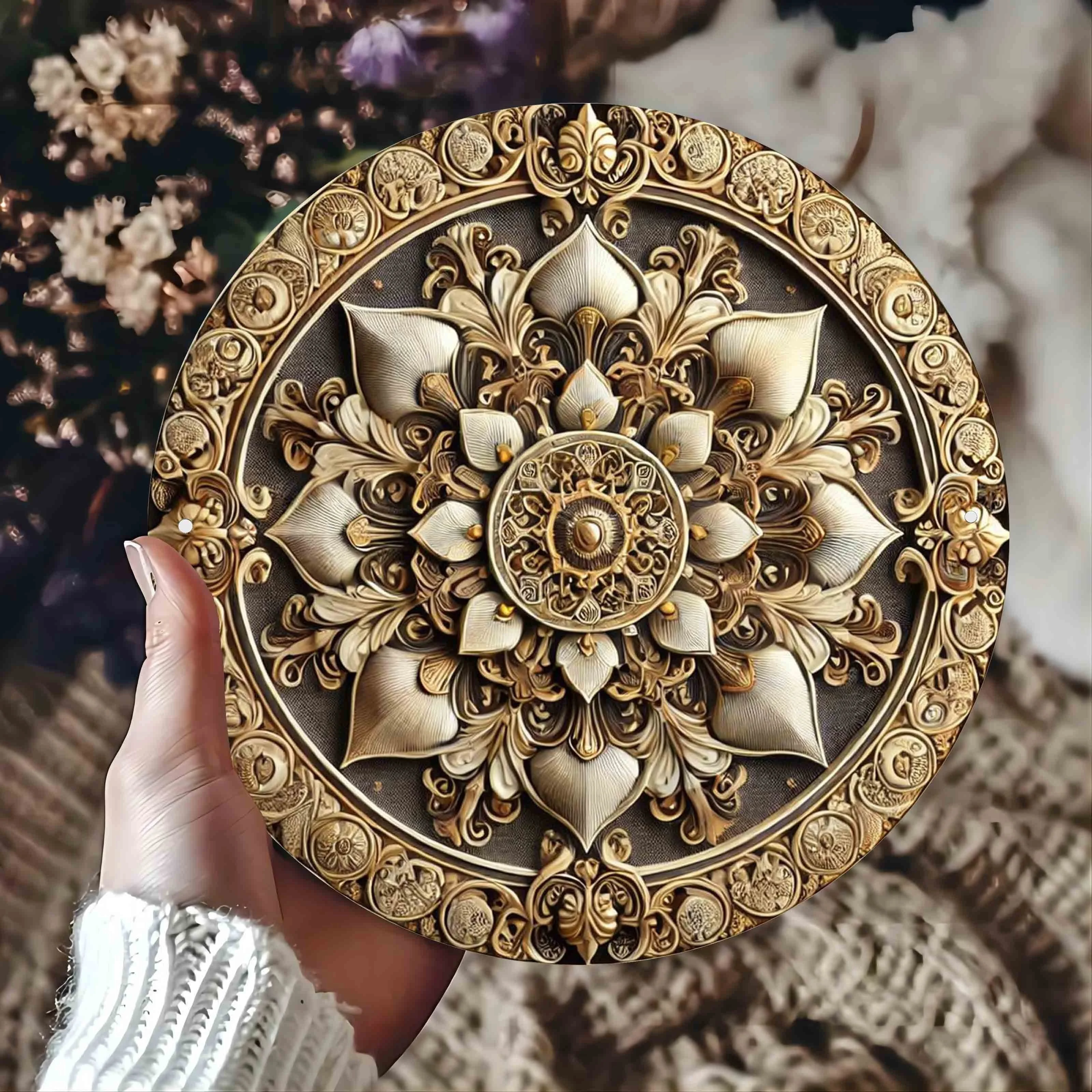 Luxury Mandala Wall Art - Aluminum Foil Engraved Round Artwork for Home, Bedroom, Living Room, Cafe Decor - Image 6