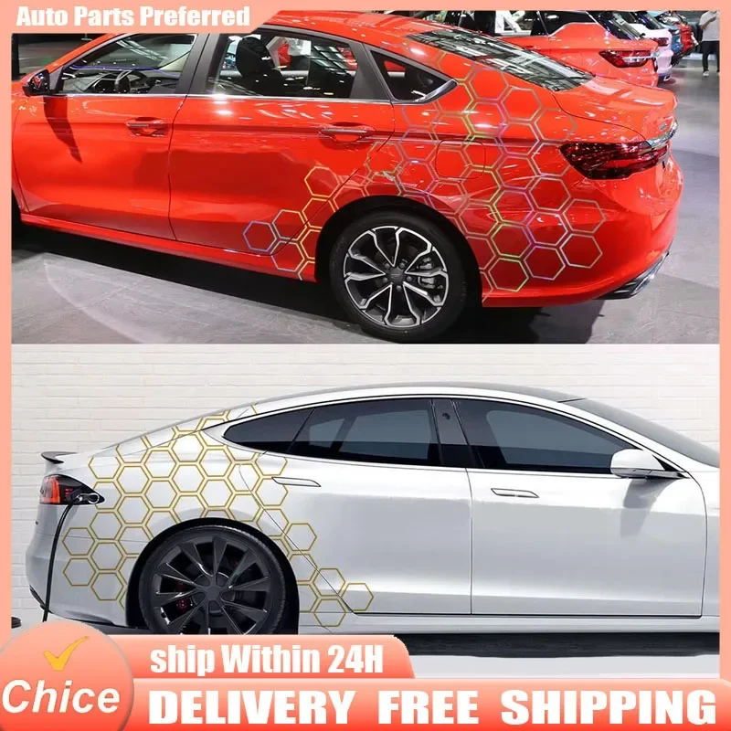 

Car Creative Honeycomb Open Style Sticker Auto Graphics Vinyl Decor Tuning Car Side Sticker For Audi BMW Hyundai Ford Jeep Fiat