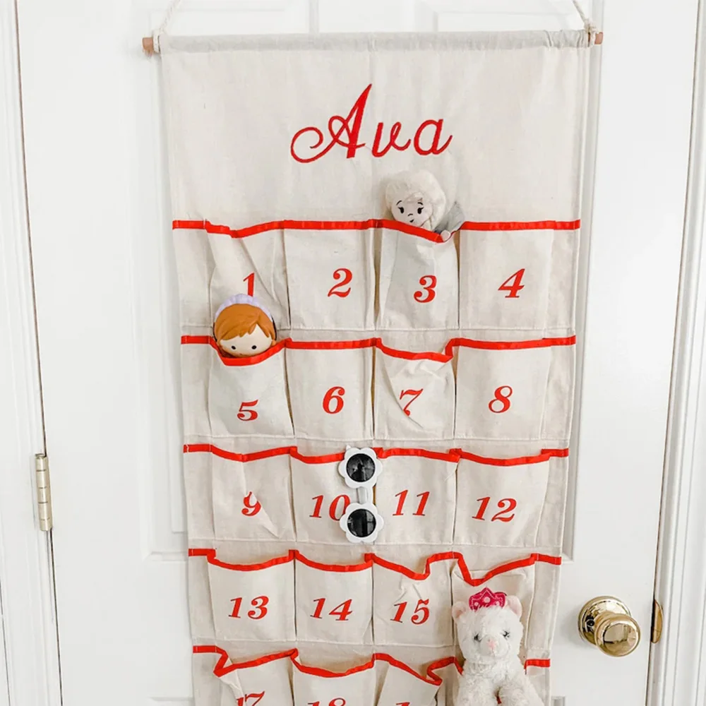 Custom Personalized Canvas Hanging Christmas Decorations Countdown Fabric Advent Calendar