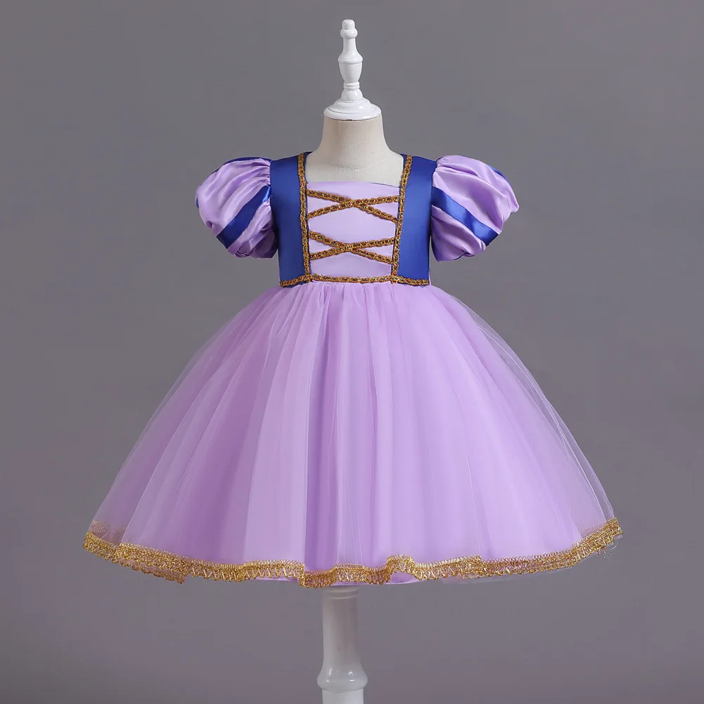 Girls New Ceremony Festive Prom Cosplay Dresses for 2 3 5 7 8 9 10 Years Old Child Lilac Children's Party Princess Kids Clothes