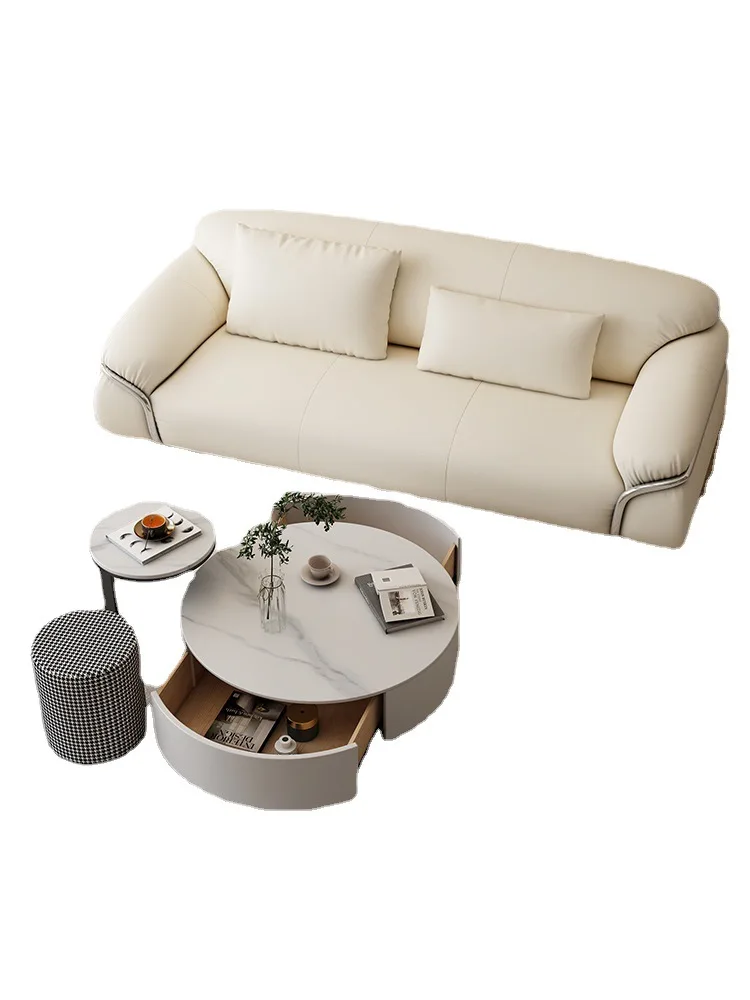 

French cream wind technology cloth sofa living room small apartment simple modern anti-cat scratch fabric sofa straight ins
