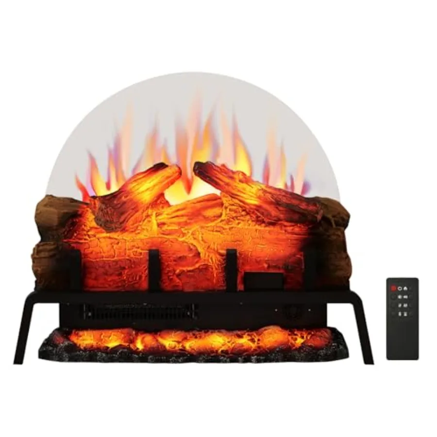 

24 Free Standing Electric Fireplace Log Set Insert 750W/1500W Heater with 6 Flame Colors and 5 Brightness Levels Crackling Soun