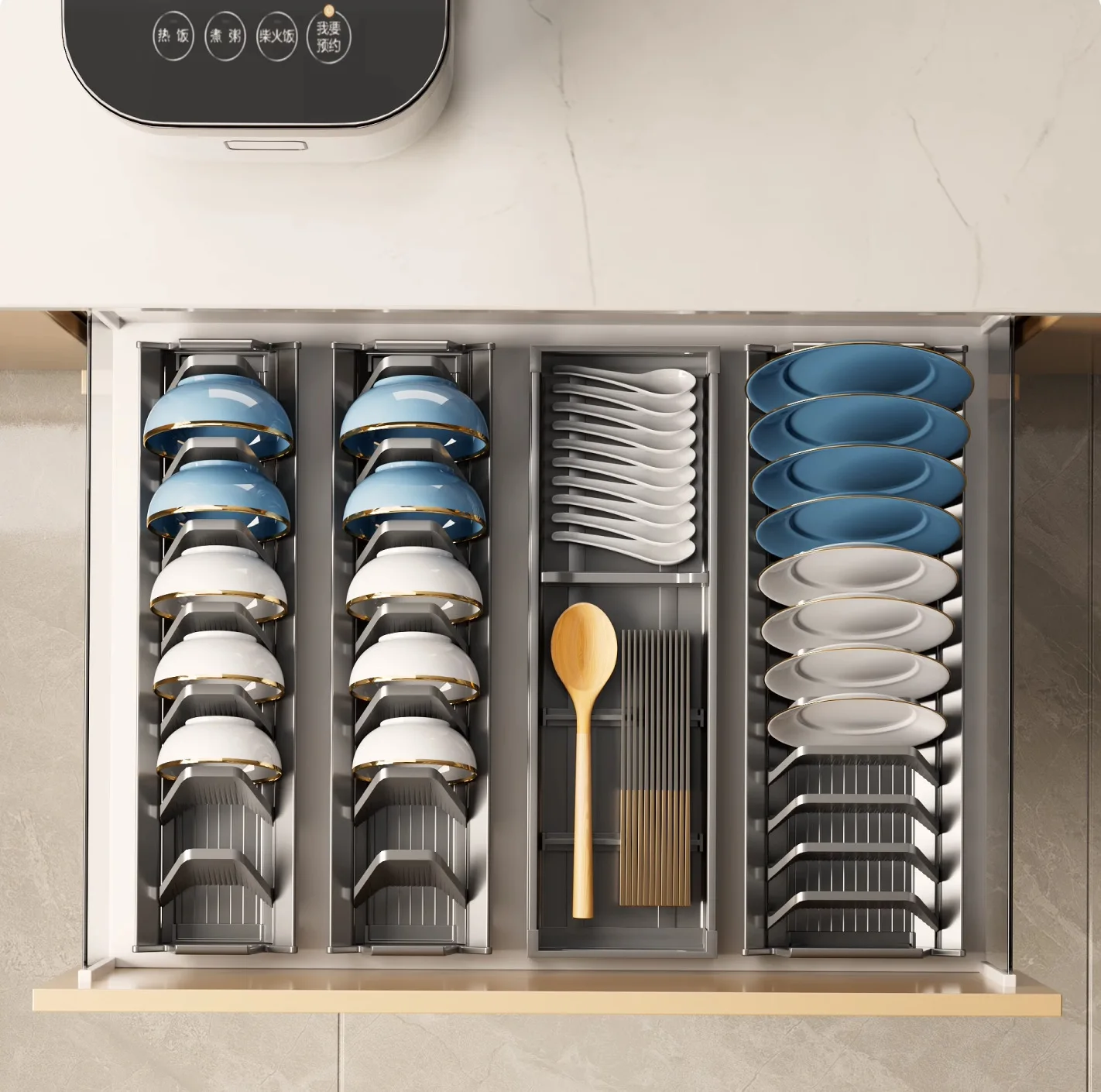 

Dish storage racks, bowl plates, kitchen drawers, bowl racks, cabinets, cabinets, tableware, plates