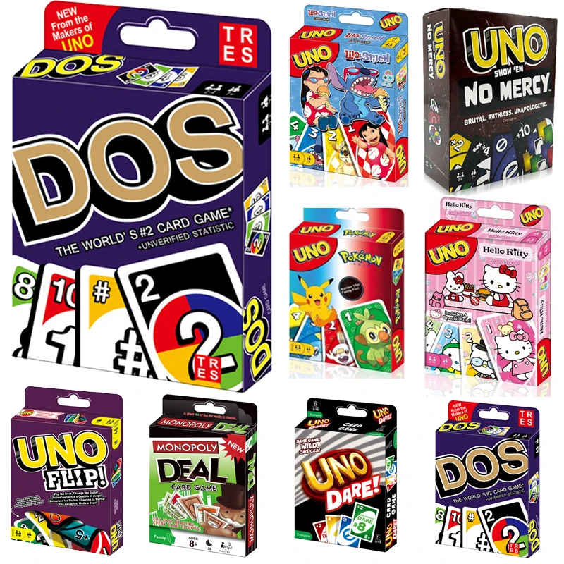 Mattel Games UNO DOS Card Game for Family Night Featuring Tv Show Themed Graphics and a Special Rule for 2-10 Players