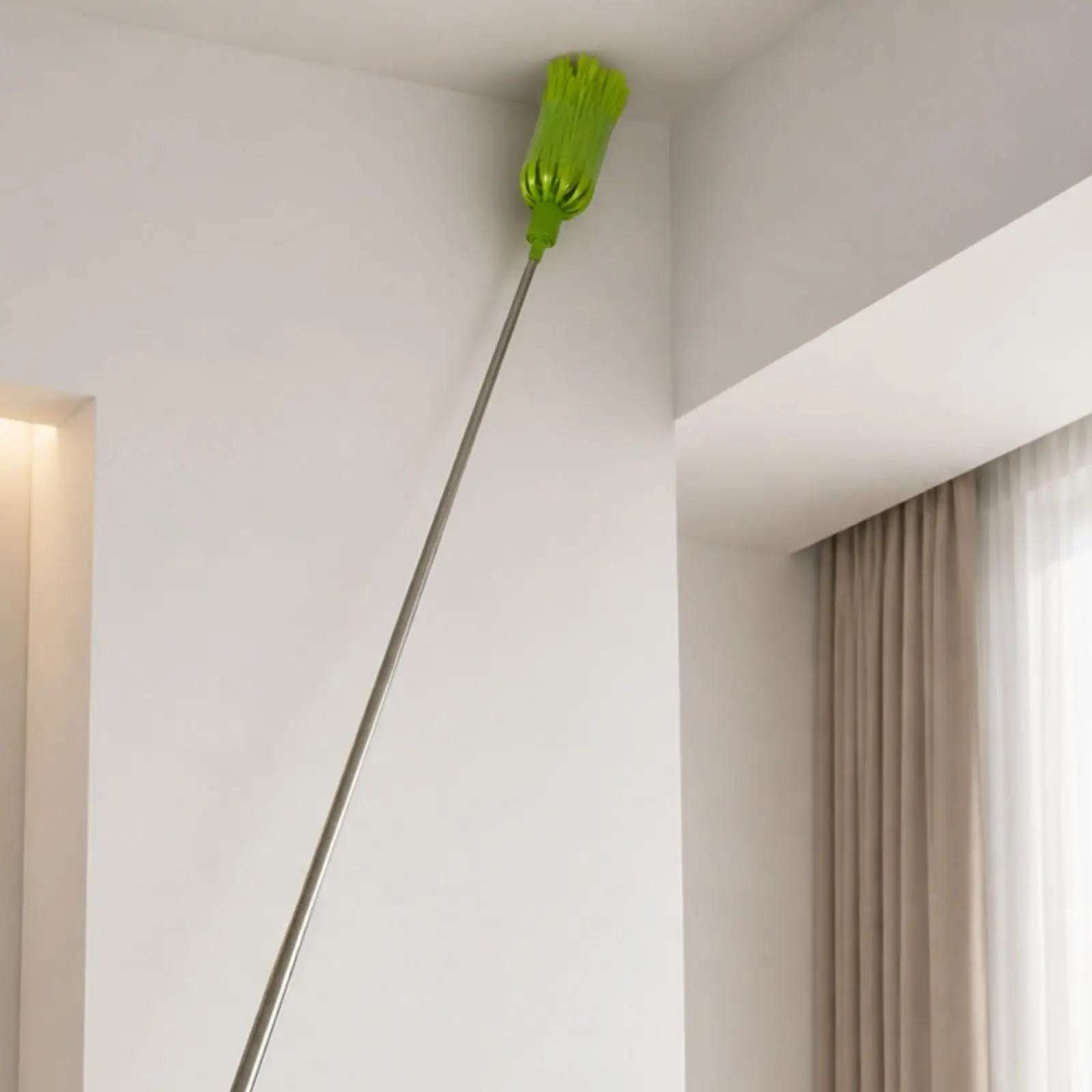 Adjustable Duster Pole for Overhead Surfaces with Connector and Grip Handle