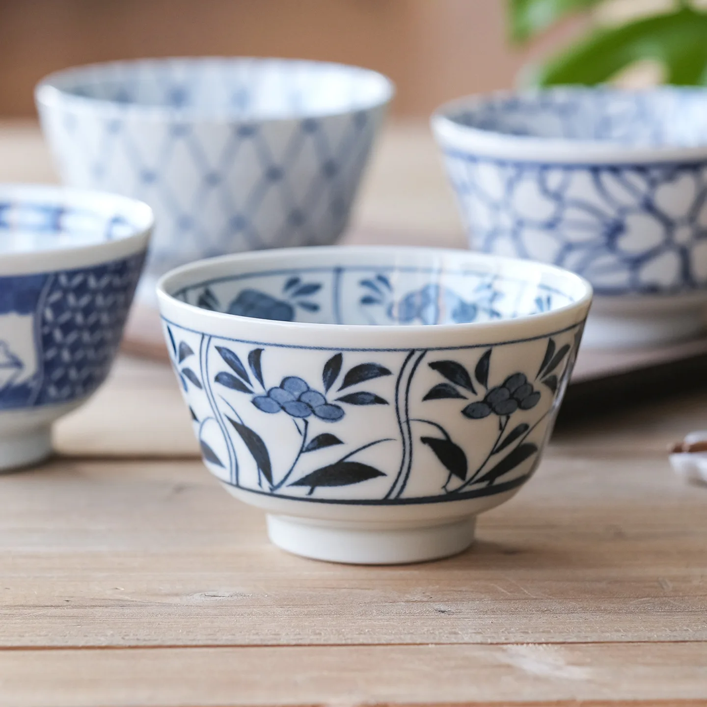 Imported From Japan Blue and White Small Rice Bowl Household Straight Body Porridge Bowl Soup Bowl Ceramic Anti Scalding Bowls