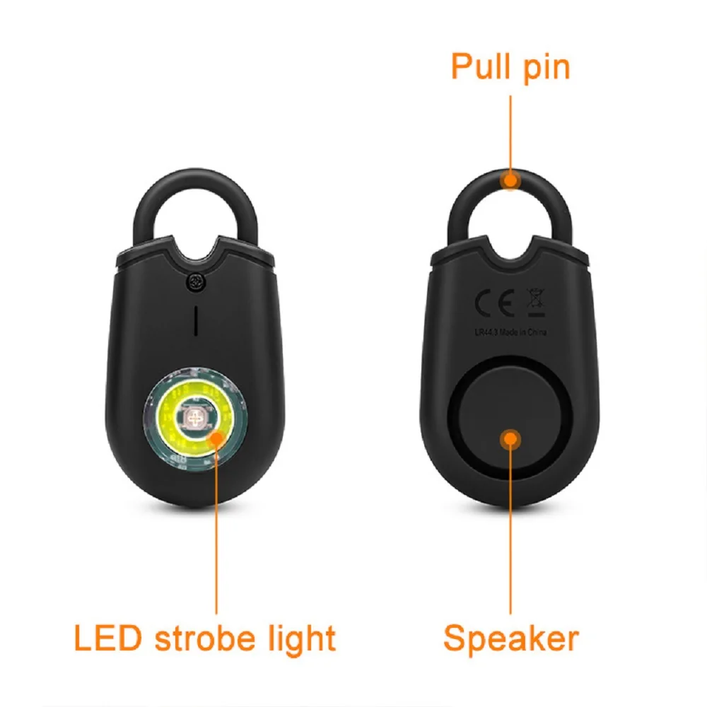 Allarme di sicurezza con sirena di autodifesa per portachiavi da donna con luce a LED Allarmi personali Allarme portachiavi di sicurezza personale