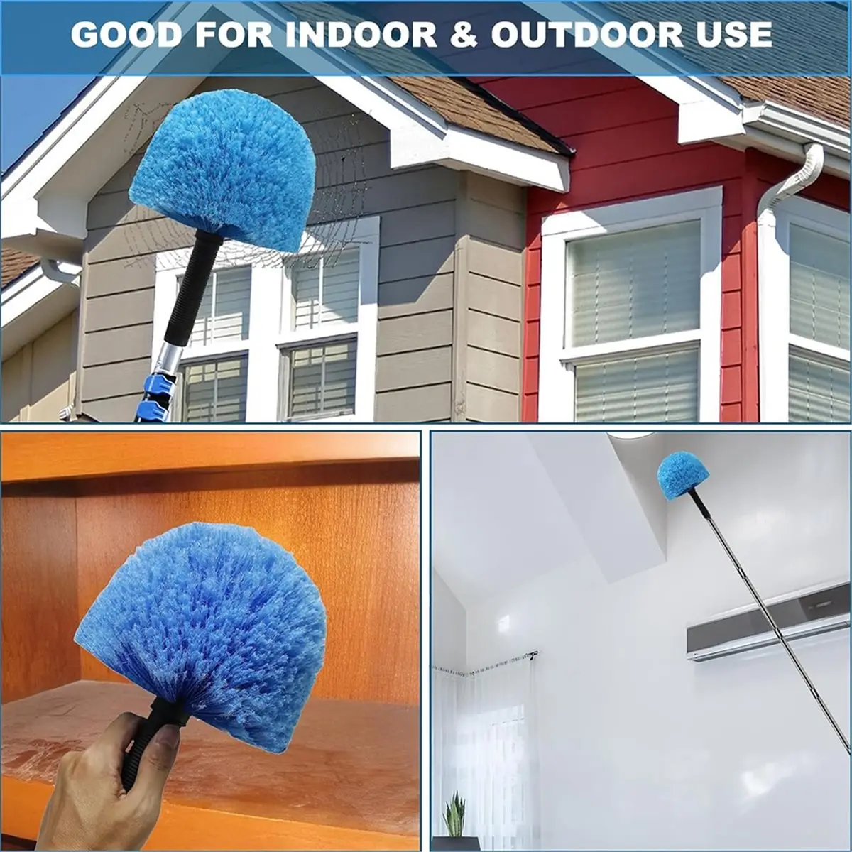 4 Pack Cobweb Duster Head Brush-Twist-on Spider Web Brush for Outdoor Indoor Web Cleaning Cobweb Duster Brush Head Only
