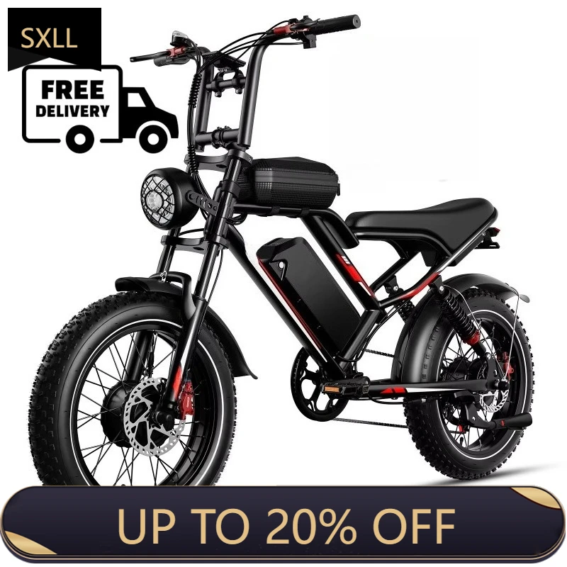 

Электрический горный велосипед SXLL 1000 Вт, 20 дюймов, внедорожный, с толстыми шинами, 48 В, городской, для взрослых