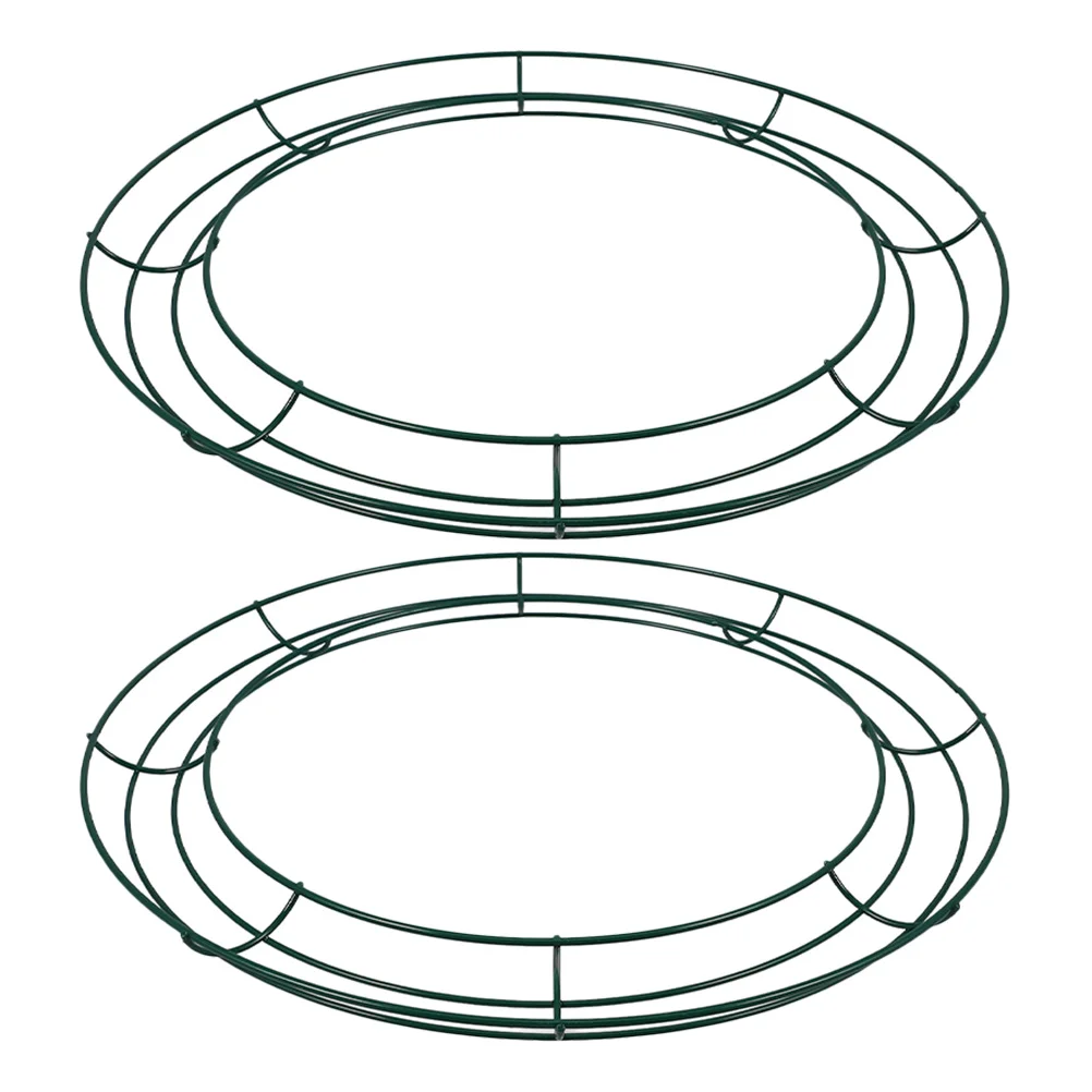 

2Pcs 10 Inch Round Shaped Wreath Frame Metal Iron DIY Support for Floral Arrangements Holiday Wedding Party Wall Decor