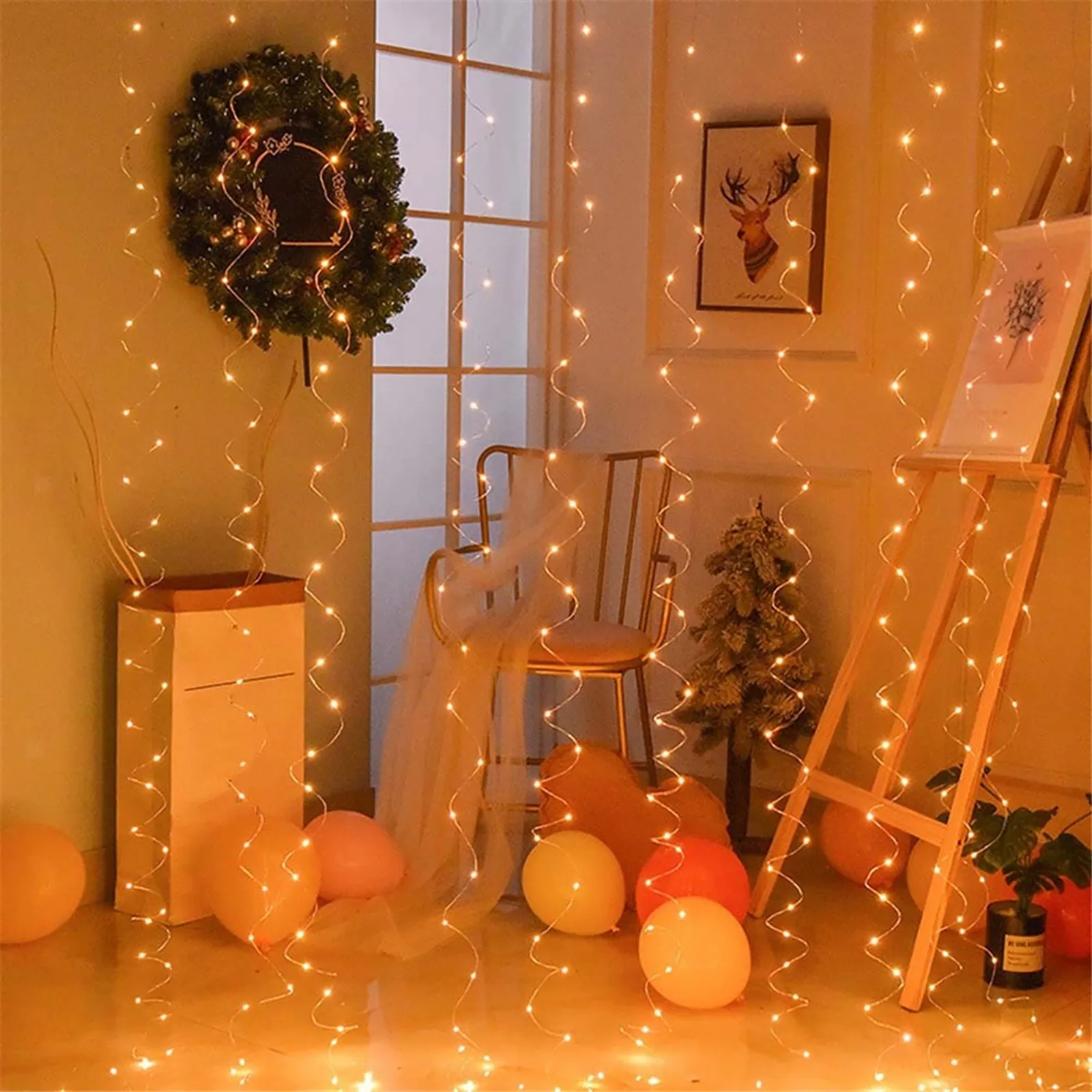 1pc USB LED Curtain Bedroom Lights Halloween Christmas Garland Fairy Light Festoon Wedding Home Bedroom Decoration Lighting 2024