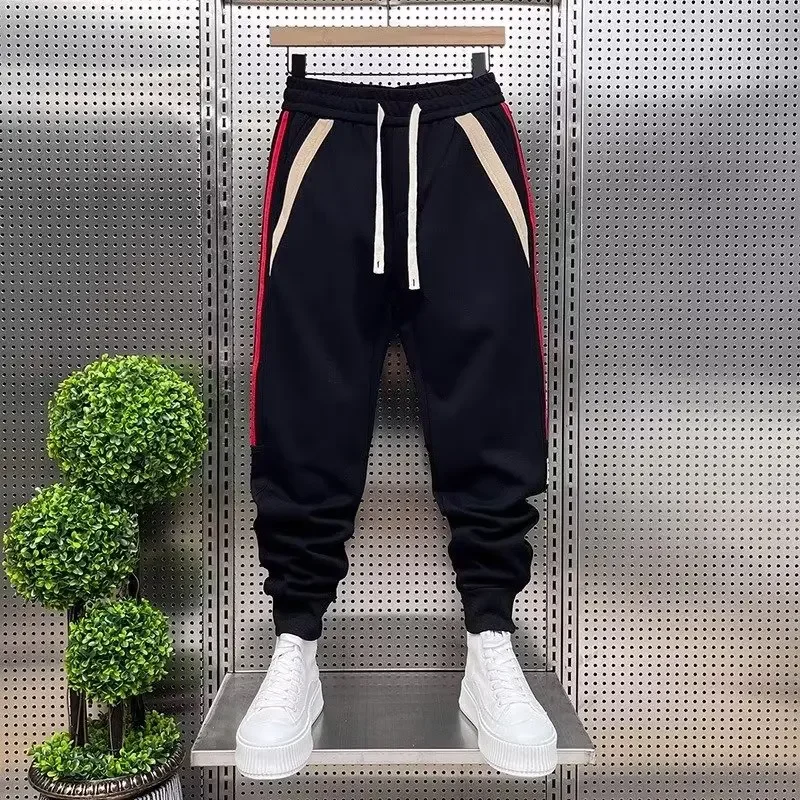 American Men's Trend Joggers High Street Sports Trousers 9-Minute Sweatpants Fashionable Men's Clothing 2024 Streetwear Men