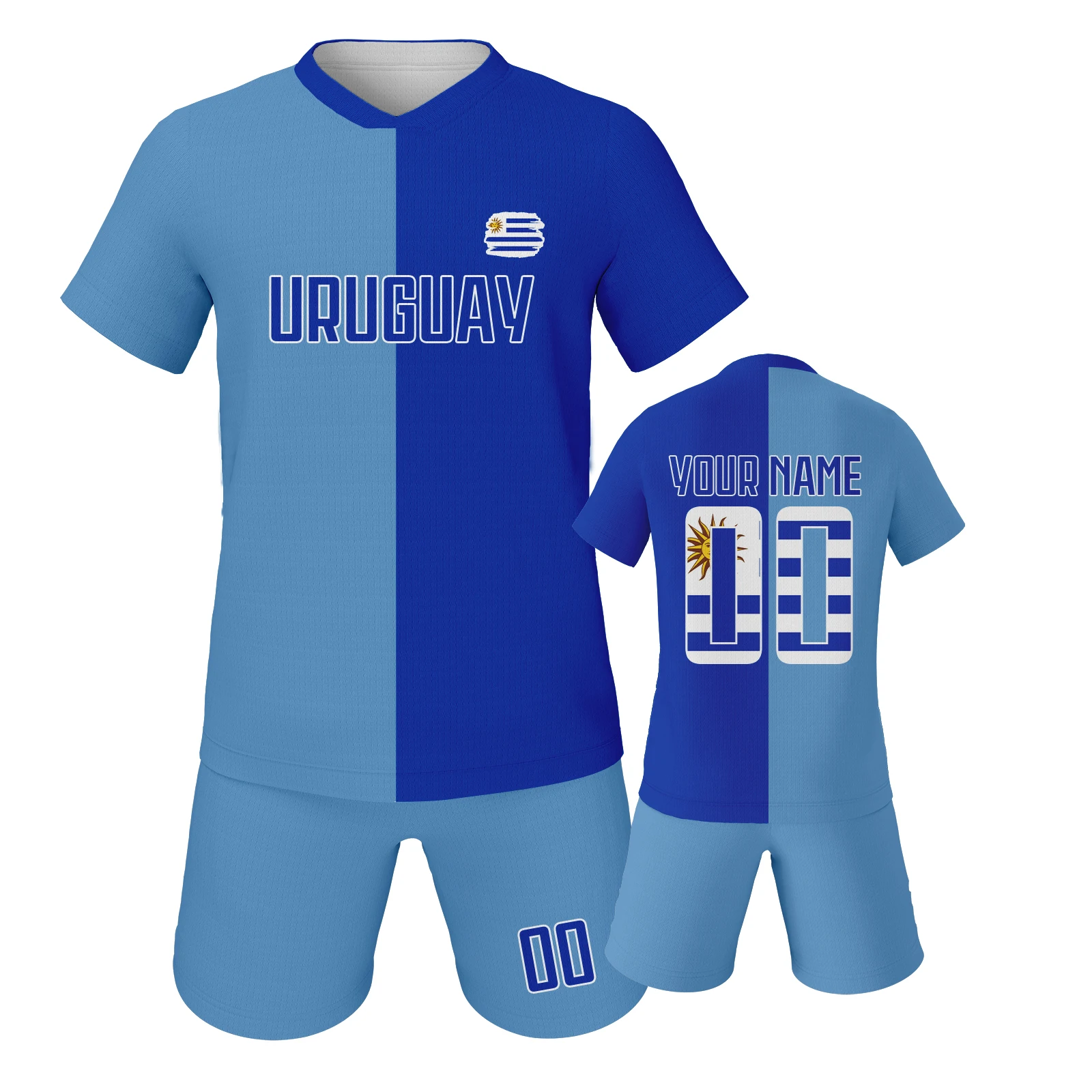 

Personalized Uruguay Soccer Uniform for Kids 2025 New 3D Printed Soccer Set Custom Youth Jersey and Shorts Kit ﻿