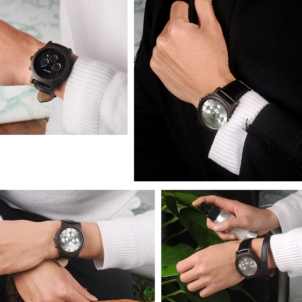 Деревянные мужские часы BOBO BIRD, индивидуальное имя, задняя крышка, текст, кварцевые наручные часы, светящиеся часы, кожаный ремешок, дропшиппинг