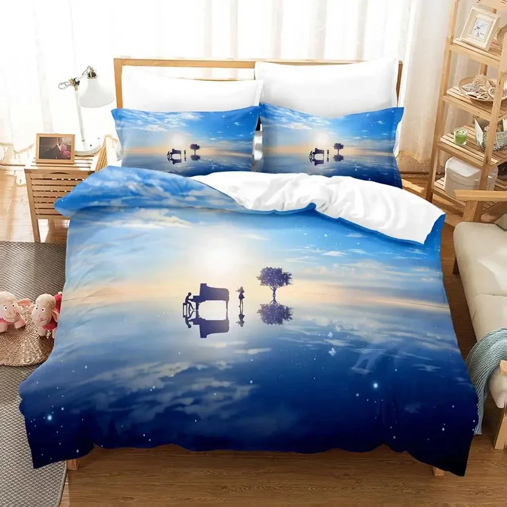 

Anime Your Lie in April Bedding Set Duvet Cover Bed Set Quilt Cover Pillowcase Comforter king Queen Size Boys Adult Bedding Set