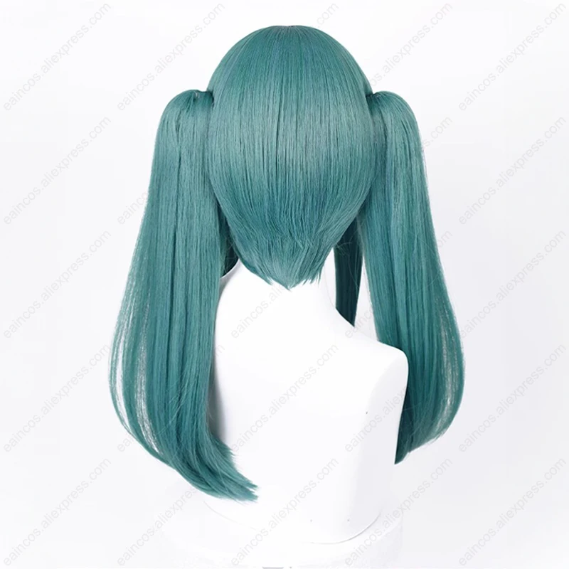 Wampir Miku peruka do Cosplay 42cm długie kucyki peruki szaro-zielone Halloween odporne na ciepło syntetyczne włosy