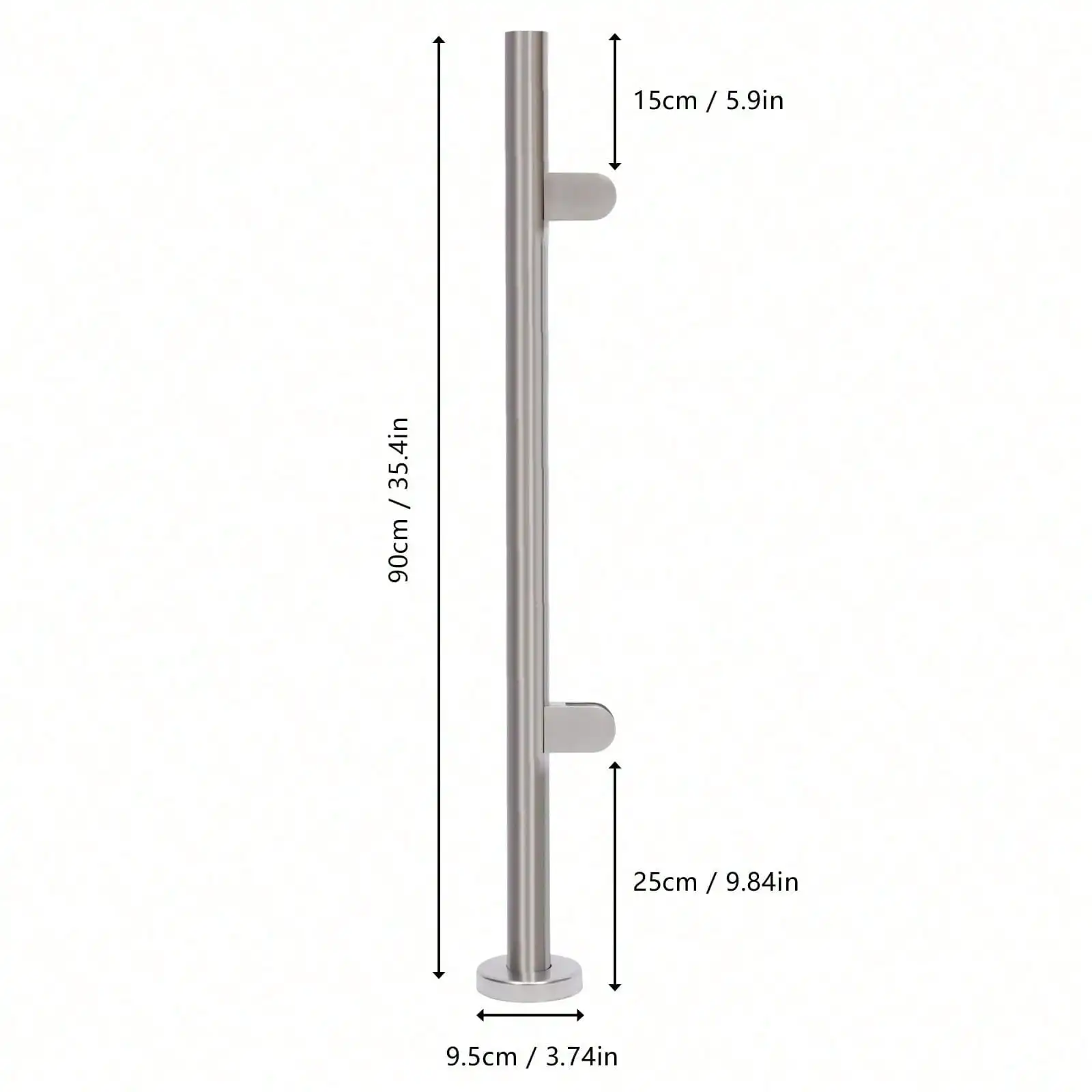 90cm High Glass Balustrade Railing Glazing Stainless Steel Poles Handrail Railing Post Round Pipe Platform Fencing Column
