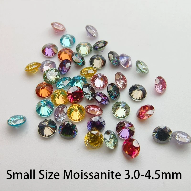 

Moissanite Stone Round Shape 8 Hearts And 8 Arrows Small Size Colored Moissanites Gemstone For DIY Jewelry Inlay Materials