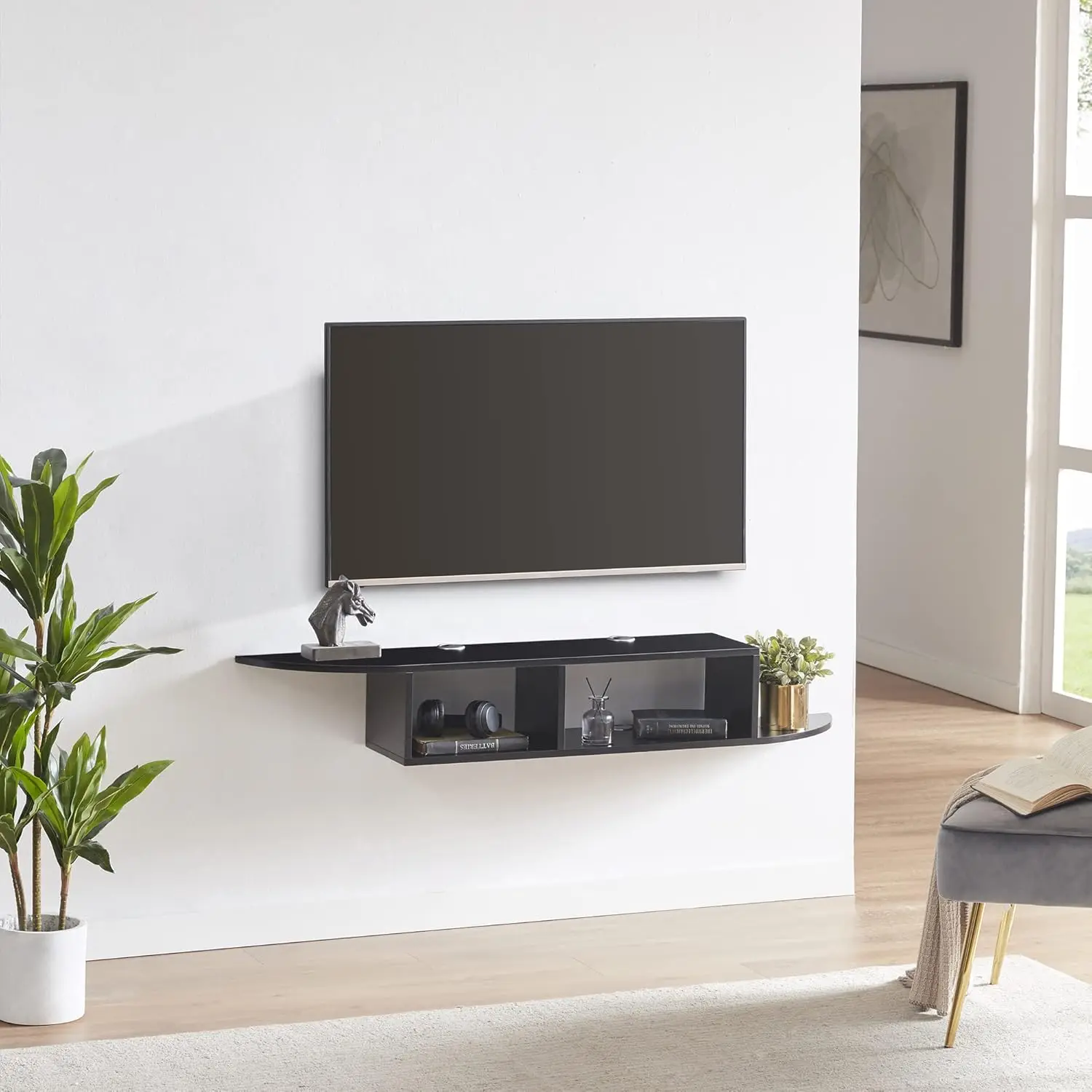 

Floating TV Stand with Storage, Wall Mounted Entertainment Center for Living Room and Bedroom, Black