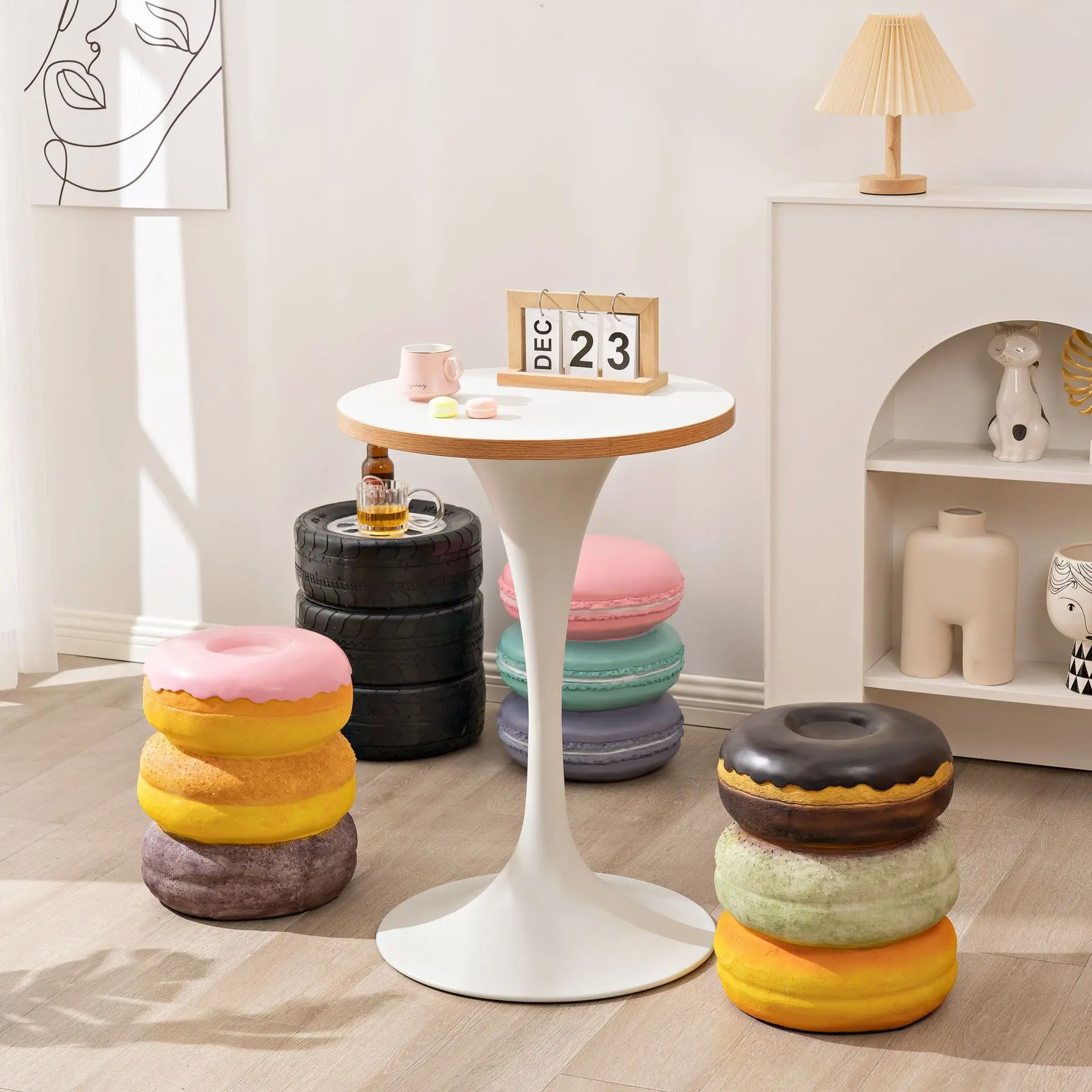 New Creative Simulation Food Stools INS Living Room Decorations Casual Stools Resin Cartoon Shoe Changing Stools