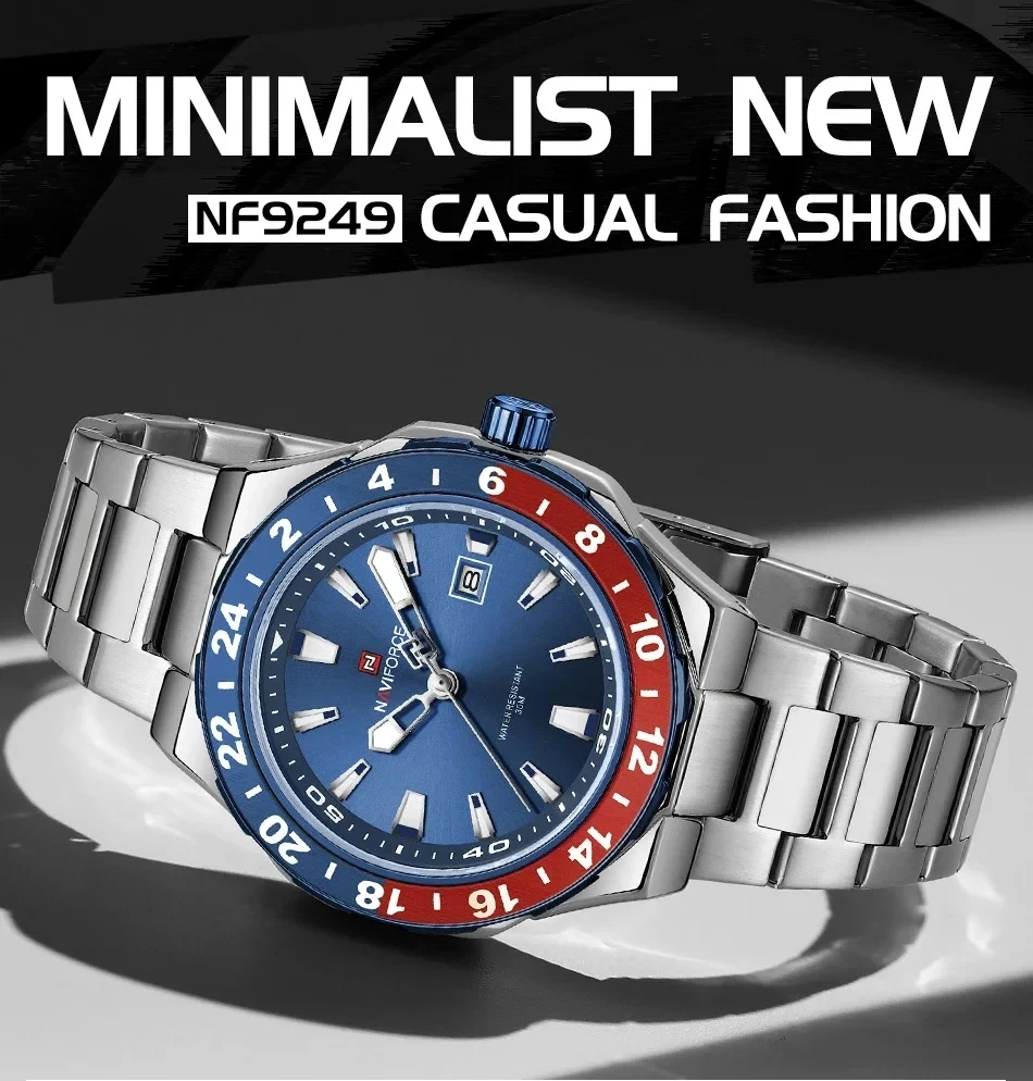 Naviforce 9249 High Quality Sports Casual Mens Watch Business Stainless Steel Quartz Wristwatches Male Clock Reloj Hombre view 6
