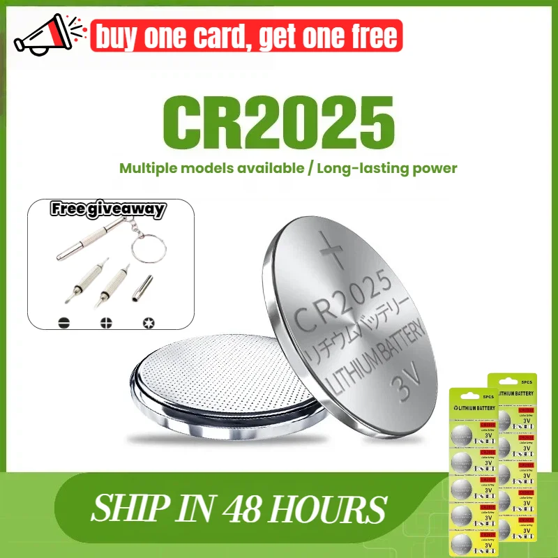 

Long-Lasting 3V Lithium CR2025 Button Cell Batteries Replace BR2025 ECR2025 DL2025 for Watches Electronics Toys BOGO Deal