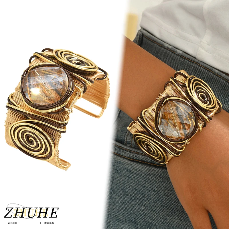 

ZHUHE Spiral Bracelet Retro Style For Women Copper Alloy Jewelry Accessories Party Gifts For Girlfriends