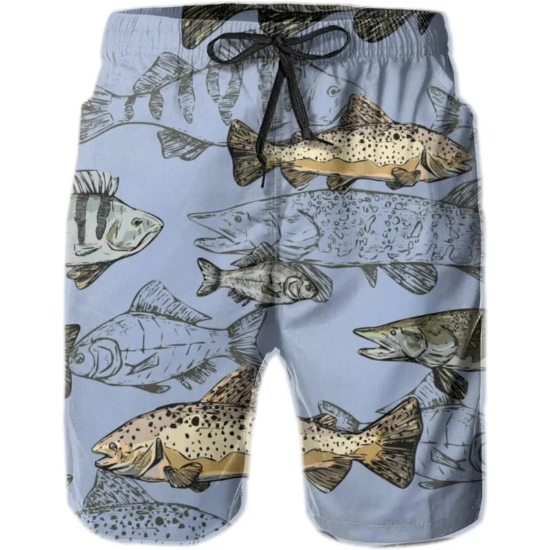 

Мужские пляжные шорты, шорты с 3D-принтом различных рыб, мужские летние дышащие шорты, шорты для фитнеса, мужские Ropa Hombre