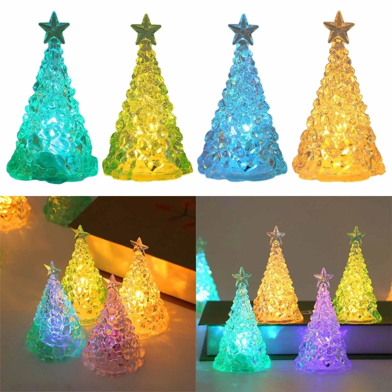 448B LED Electronic Candle Light Christmas Tree Shaped Desktop Ornament Decorations