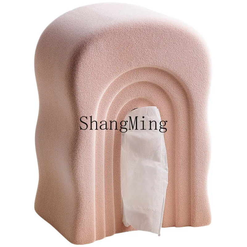 

Керамическая коробка для салфеток DSA с флокированием и гофрированным дизайном, простой кремовый стиль, креативный декор для дома