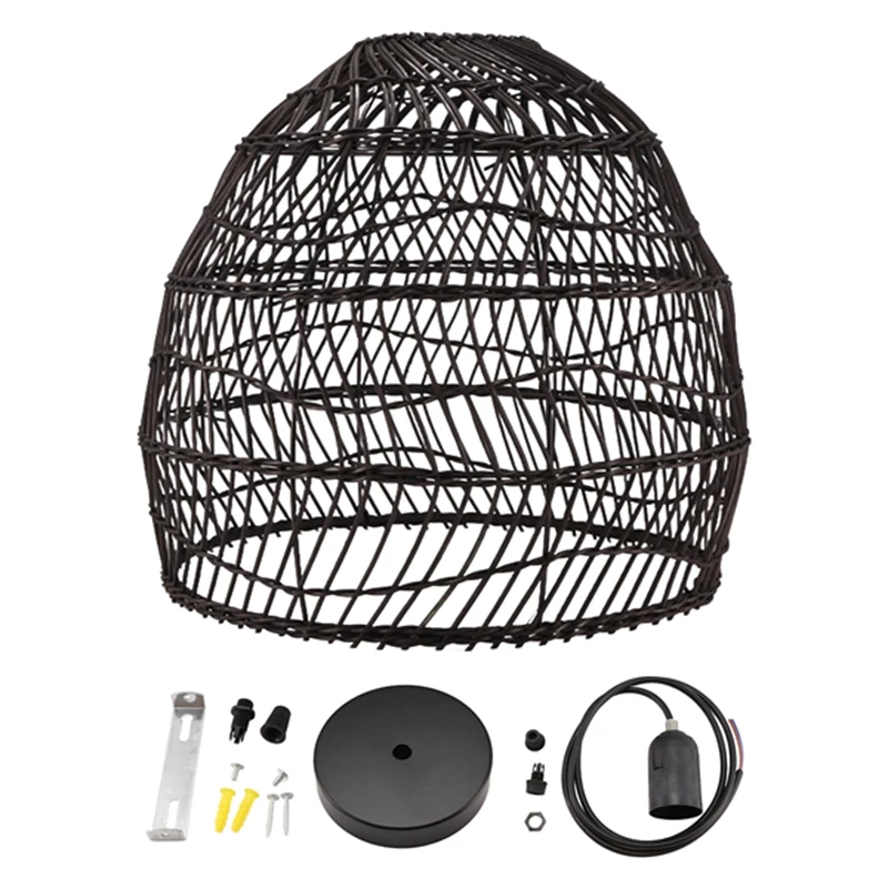 ABRN-Rattan Lamp Pendant Light Vintage Hanging Lamp LED Living Room Dining Room Home Decor Cafe Restaurant Hanglamp