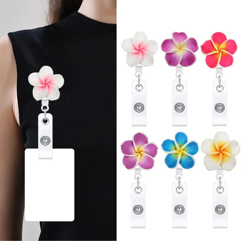 New Flower Retractable Nurse Chest Badge Reel Clip Holder Students Doctor Work ID Card Holder Keychain Accessories Jewelry Gifts