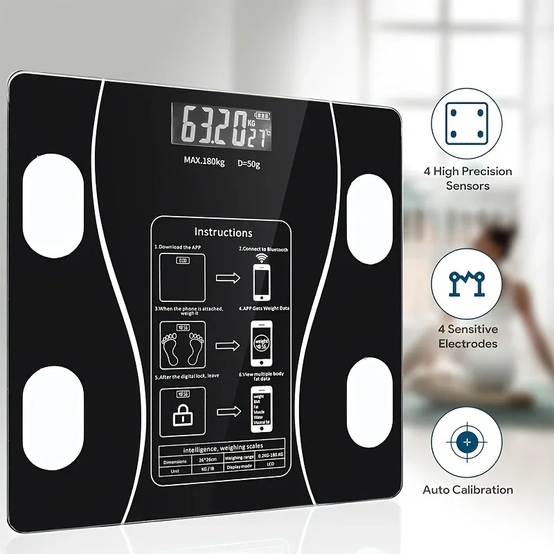 Smart Body Fat Scale - Bluetooth BMI Analyzer with Wireless Digital Display - Comprehensive Health Insights for Your Bathroom