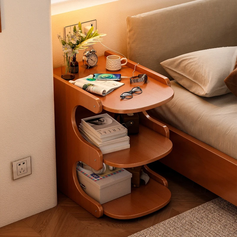

light luxury small Bedside tables Solid wood multi-functional side table convenient multi-layer mesitas de noche home furniture