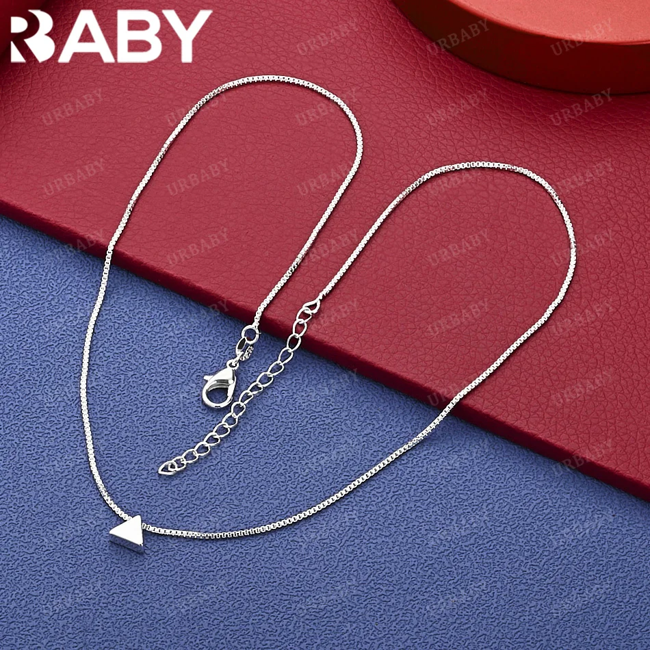 

URBABY 925 Sterling Silver 45cm Small Triangle Chain Necklace Charm Trend Birthday Gifts Fashion Party Fine Jewelry