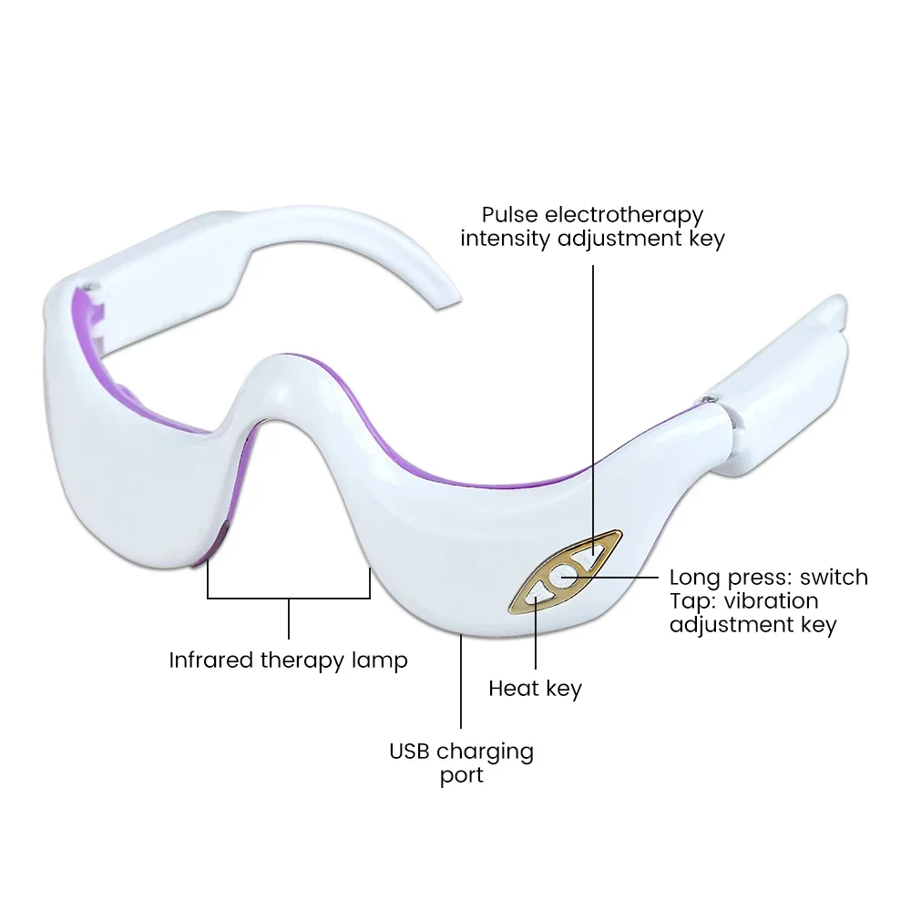 Red Light Wrinkle Therapy Glasses,Eye Massager,Microcurrent eye beauty Device for Removing Eye Wrinkles, Relieving Eye Fatigue