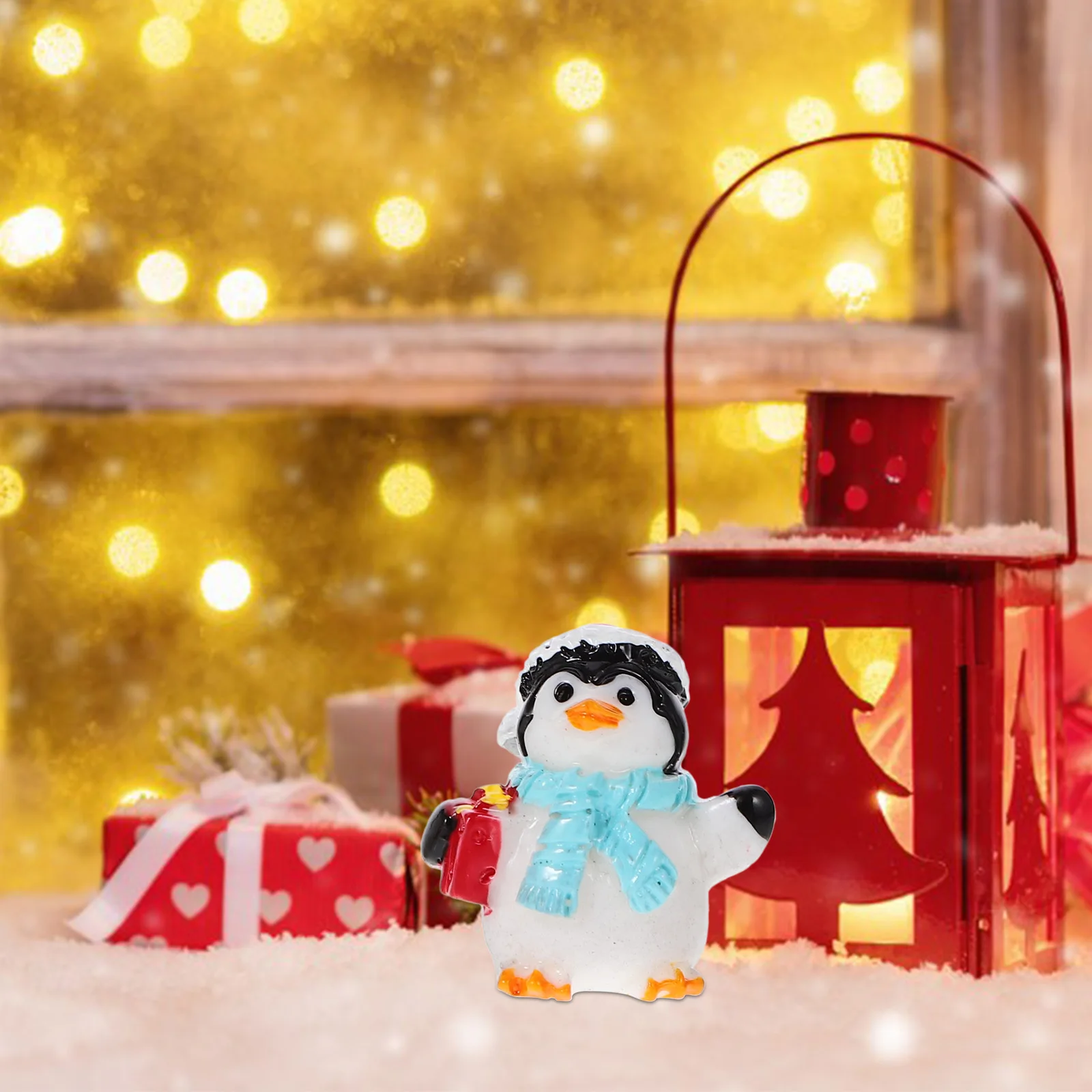 

20 Pcs Christmas Miniatures Penguin Bear Resin naments Decorative Figurines for Home Office Garden Xmas Party Supplies
