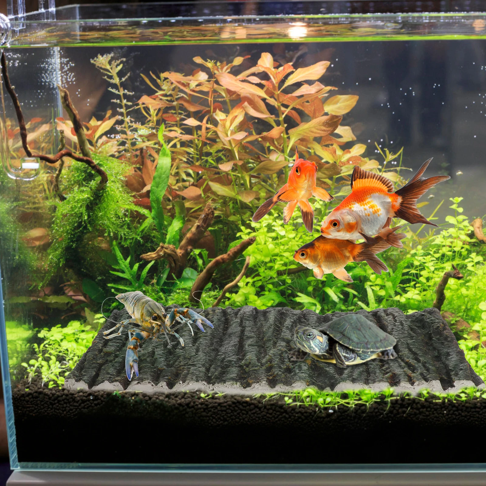 

1pc Simulated Rock Panel Premium Pu Aquarium Decorative Board For Fish Tank Turtle Reptile Habitat Background Landscaping