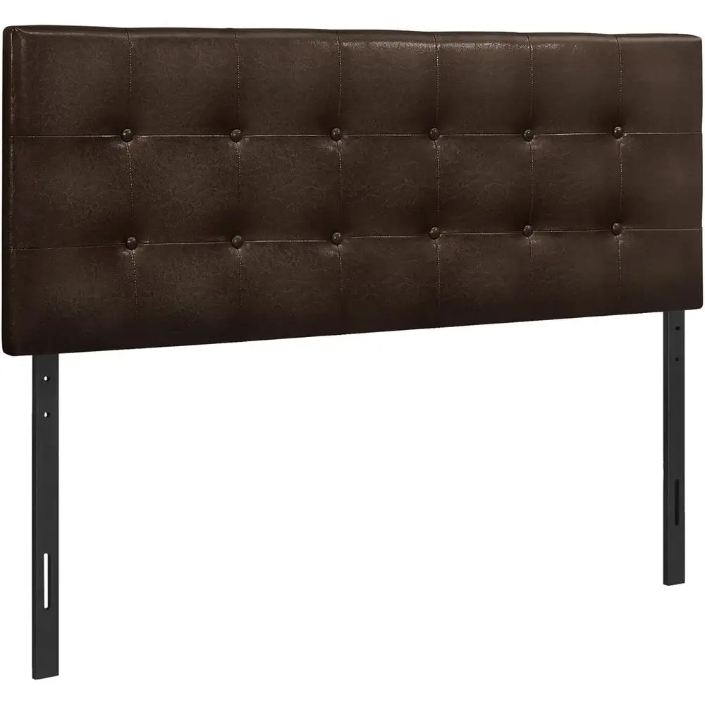 

6000 Series Upholstered Queen Bed in Brown PU Leather - Transitional Style