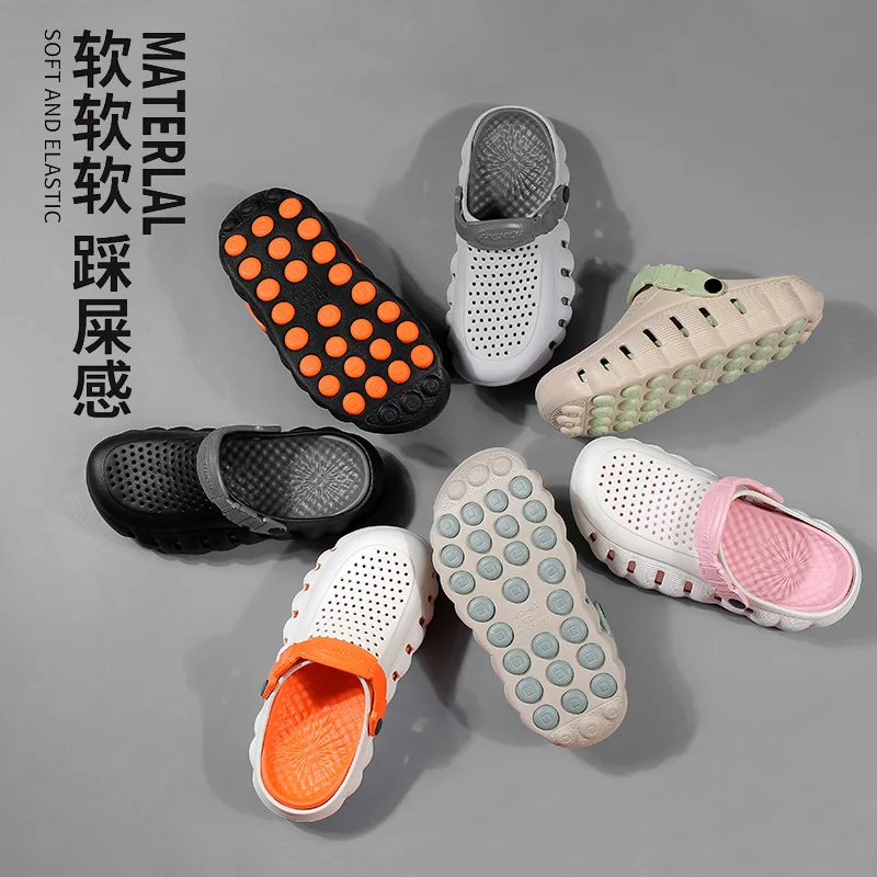 

Popular sports bag head slippers men's and women's summer new thick-soled outer wear granular hole shoes parent-child cool