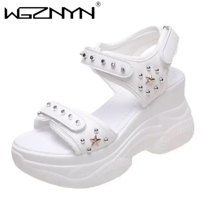 NEW 2025 Luxury Beach Sandal Woman Shoes Lady Suit Female Increasing Height High Heels Clogs Wedge Muffins Shoe Summer Sandals