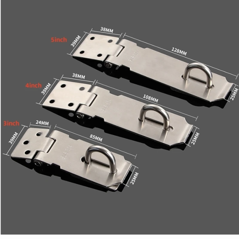 Door Lock Stainless Steel Padlock Clasp Gate Hasp Staple Door Latches Lock Shed Latch Household Burglar-proof Hardware