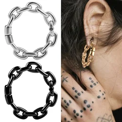 Vanku 2PCS Fashion Stainless Steel Ring Chain Ear Weights Hangers Plugs Expander Piercing Earrings Body Jewelry